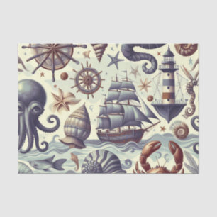  Nautische Sealife Illustratie Tissuepapier