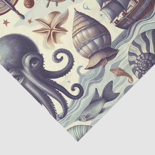  Nautische Sealife Illustratie Tissuepapier (Detail)