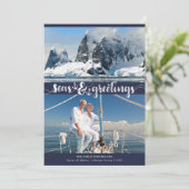 Nautische SEAsons Groeten | Ankers | Marine Blauw Feestdagenkaart (Staand voorkant)