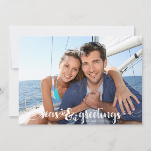 Nautische SEAsons Groeten | Ankers | Twee+foto Feestdagenkaart (Voorkant)