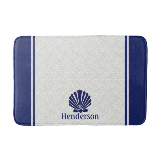 Nautische Shell op Navy Bath Mat (Voorkant)