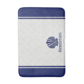 Nautische Shell op Navy Bath Mat (Voorkant Verticaal)