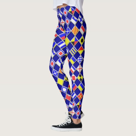 Nautische Signaal Vlaggen Controllers Decor op Leggings (Links)