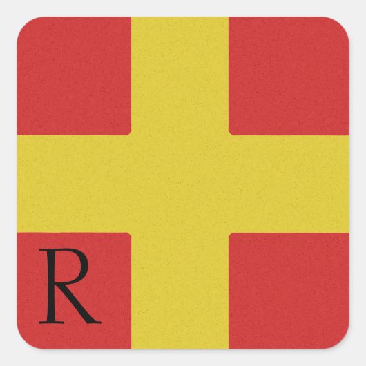 Nautische Signaalvlag Alfabet Sticker R (Voorkant)