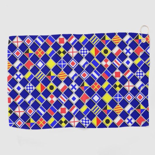 Nautische Signaalvlaggen Checkers Decor op een Golfhanddoek (Horizontaal)