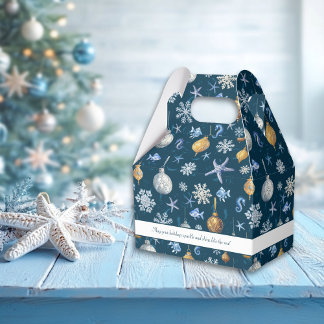 Nautische sneeuwvlokken en kustelementen bedankdoosjes