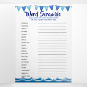 Nautische spelletjes baby boy blauw 1e verjaardags drieluik uitnodiging (Binnenkant midden)