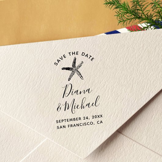 Nautische Starfish BEWAREN DE DATUM-kalligrafie Zelfinktende Stempel