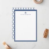 Nautische Starfish Quatrefoil Aangepaste Stationer Notitiekaartje (Voorkant / Achterkant in situ)