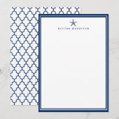 Nautische Starfish Quatrefoil Aangepaste Stationer Notitiekaartje (Voorkant / Achterkant)