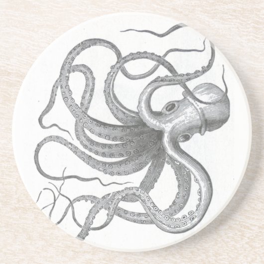 Nautische steampunk octopus  boek tekening zandsteen onderzetter (Voorkant)