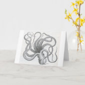 Nautische steampunk octopus  kraken ontwerp kaart (Gele Bloem)