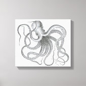 Nautische steampunk octopus kraken tekening canvas afdruk (Voorkant)