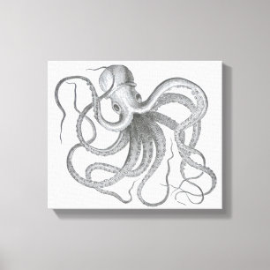 Nautische steampunk octopus  kraken tekening canvas afdruk
