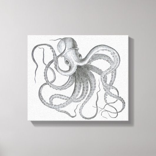 Nautische steampunk octopus kraken tekening canvas afdruk (Voorkant)