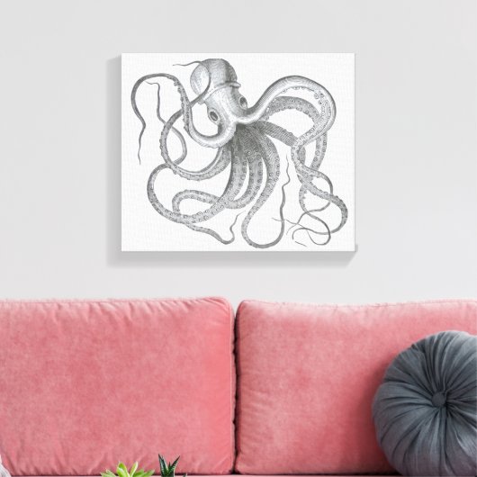 Nautische steampunk octopus kraken tekening canvas afdruk (Insitu (Woonkamer))