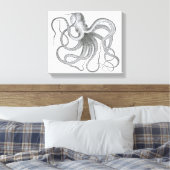 Nautische steampunk octopus kraken tekening canvas afdruk (Insitu (Slaapkamer))