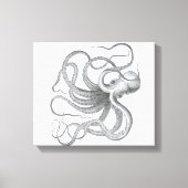 Nautische steampunk octopus  kraken tekening canvas afdruk (Voorkant)