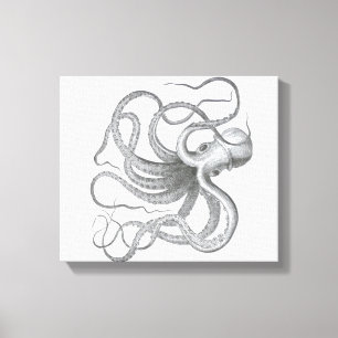 Nautische steampunk octopus  kraken tekening canvas afdruk