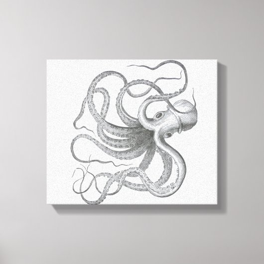 Nautische steampunk octopus  kraken tekening canvas afdruk (Voorkant)