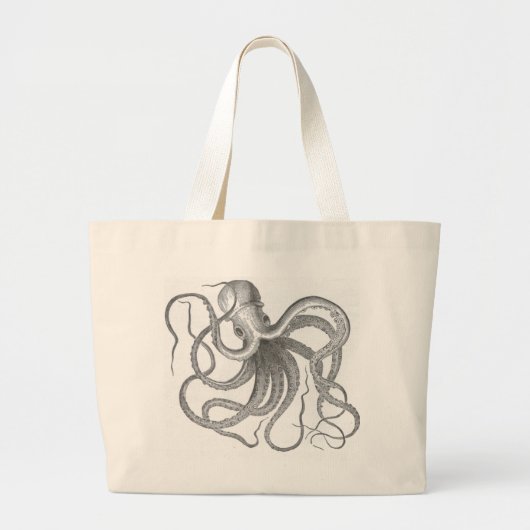 Nautische steampunk octopus  kraken tekening grote tote bag (Voorkant)