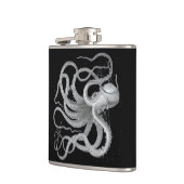 Nautische steampunk octopus  kraken tekening heupfles (Links)