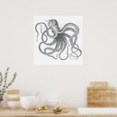 Nautische steampunk octopus  kraken tekening poster (Keuken)