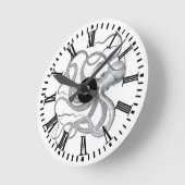 Nautische steampunk octopus  kraken tekening ronde klok (Hoek)