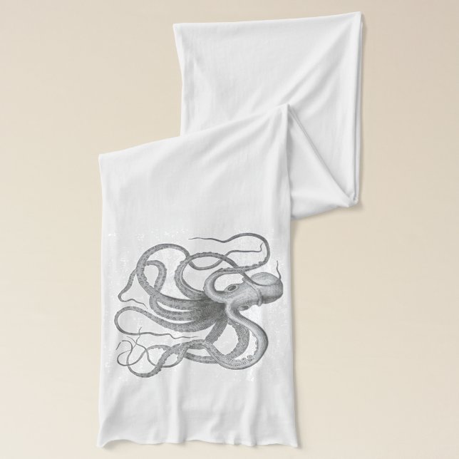 Nautische steampunk octopus  kraken tekening sjaal  (Links)