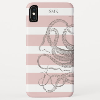 Nautische Steampunk octopus op roze strepen Case-Mate iPhone Case