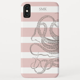 Nautische  Steampunk octopus op roze strepen Case-Mate iPhone Case