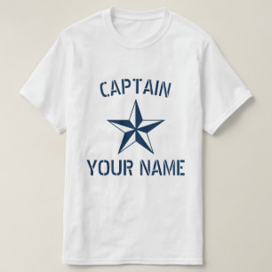 Nautische ster, blauwe witte boot kapitein t-shirt