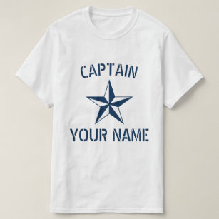 Nautische ster, blauwe witte boot kapitein t-shirt