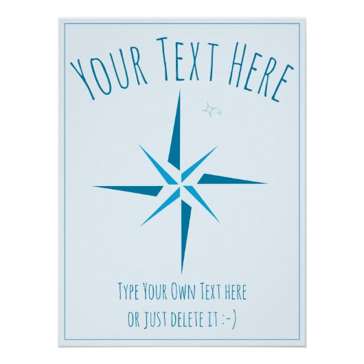 Nautische ster. Kompas roos. Sailor Gift Sjabloon Perfect Poster (Voorkant)