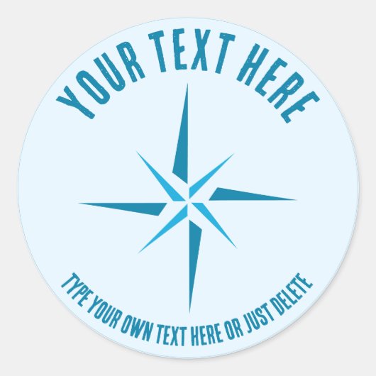 Nautische ster. Kompas roos. Sailor Gift Sjabloon Ronde Sticker (Voorkant)