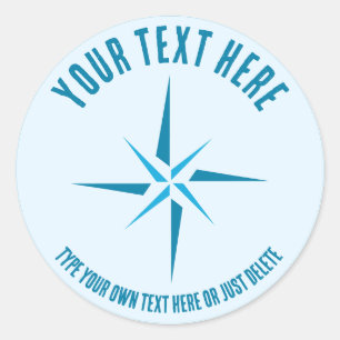 Nautische ster. Kompas roos. Sailor Gift Sjabloon Ronde Sticker