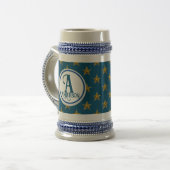 Nautische Ster Monogram Familienaam Letter Bierpul (Voorkant links)
