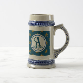 Nautische Ster Monogram Familienaam Letter Bierpul