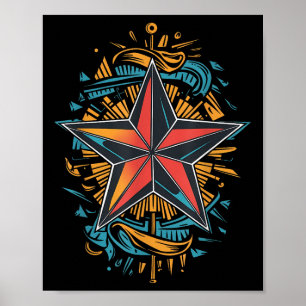 Nautische ster tatoeage marine symbool nautisch co poster
