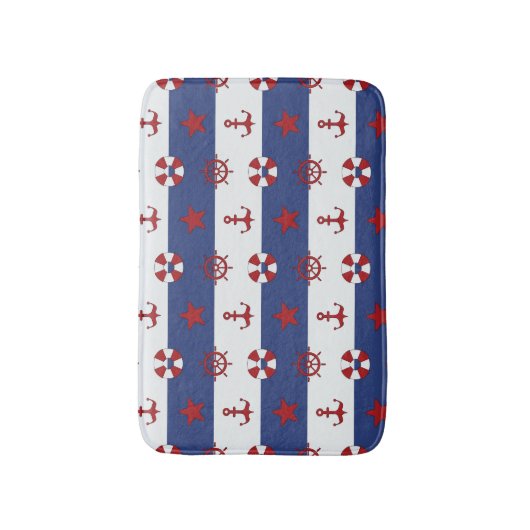 Nautische sterren en strips badmat (Voorkant Verticaal)