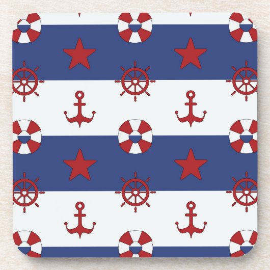 Nautische sterren en strips bier onderzetter (Voorkant)