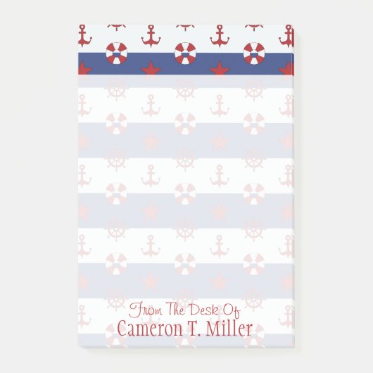 Nautische sterren en strips | Jouw namen toevoegen Post-it® Notes (Voorkant)