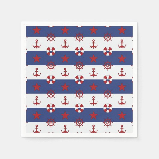 Nautische sterren en strips servet (Voorkant)