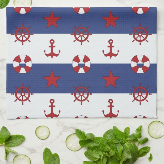 Nautische sterren en strips theedoek (Gevouwen)