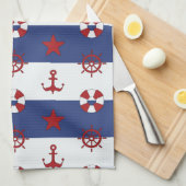 Nautische sterren en strips theedoek (Quarter Fold)