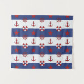 Nautische sterren en strips wandkleed (Voorkant (horizontaal))