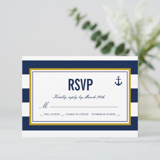 Nautische Stijl Anker RSVP (Staand voorkant)