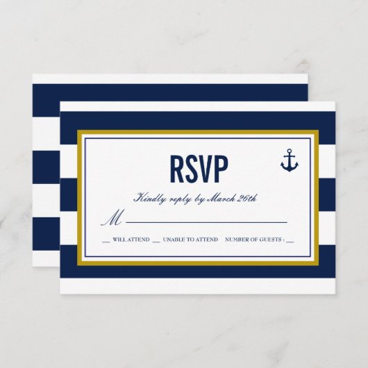 Nautische Stijl Anker RSVP (Voorkant / Achterkant)