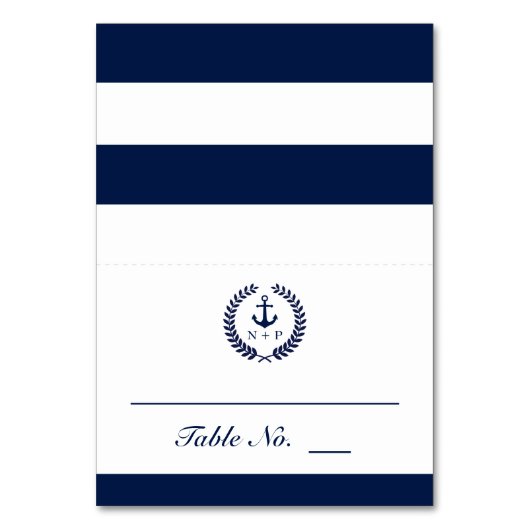 Nautische Stijl Bruiloft Tafel Escort Kaart (Voorkant)