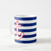 Nautische stijlbevestiging op strepen koffiemok (Voorkant links)